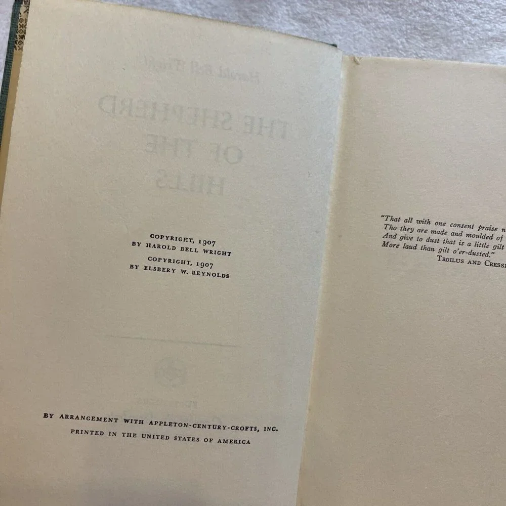 The Shepherd Of The Hills Harold Bell‎ Wright 1907 Hardback Book